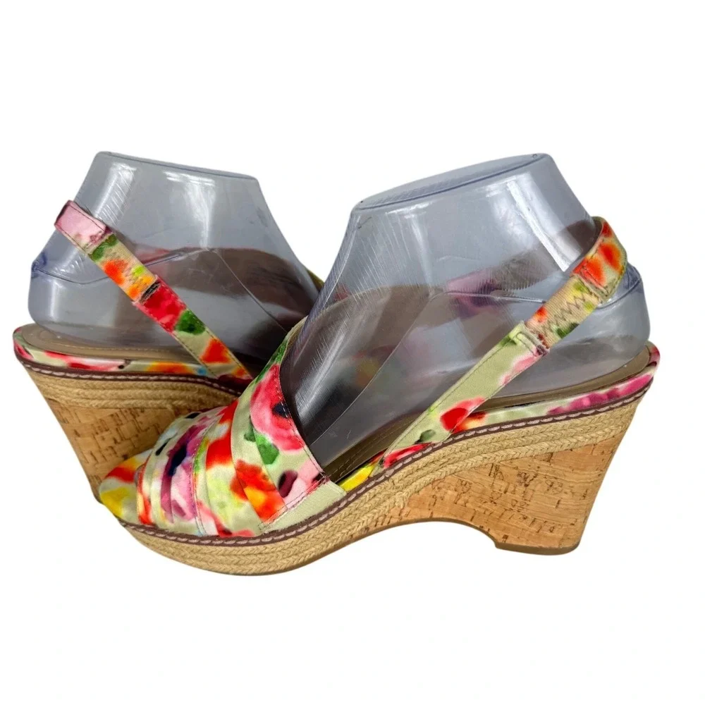 Naturalizer Lulianna Floral Wedge Sandals Multi Color N5 Comfort Size 7.5